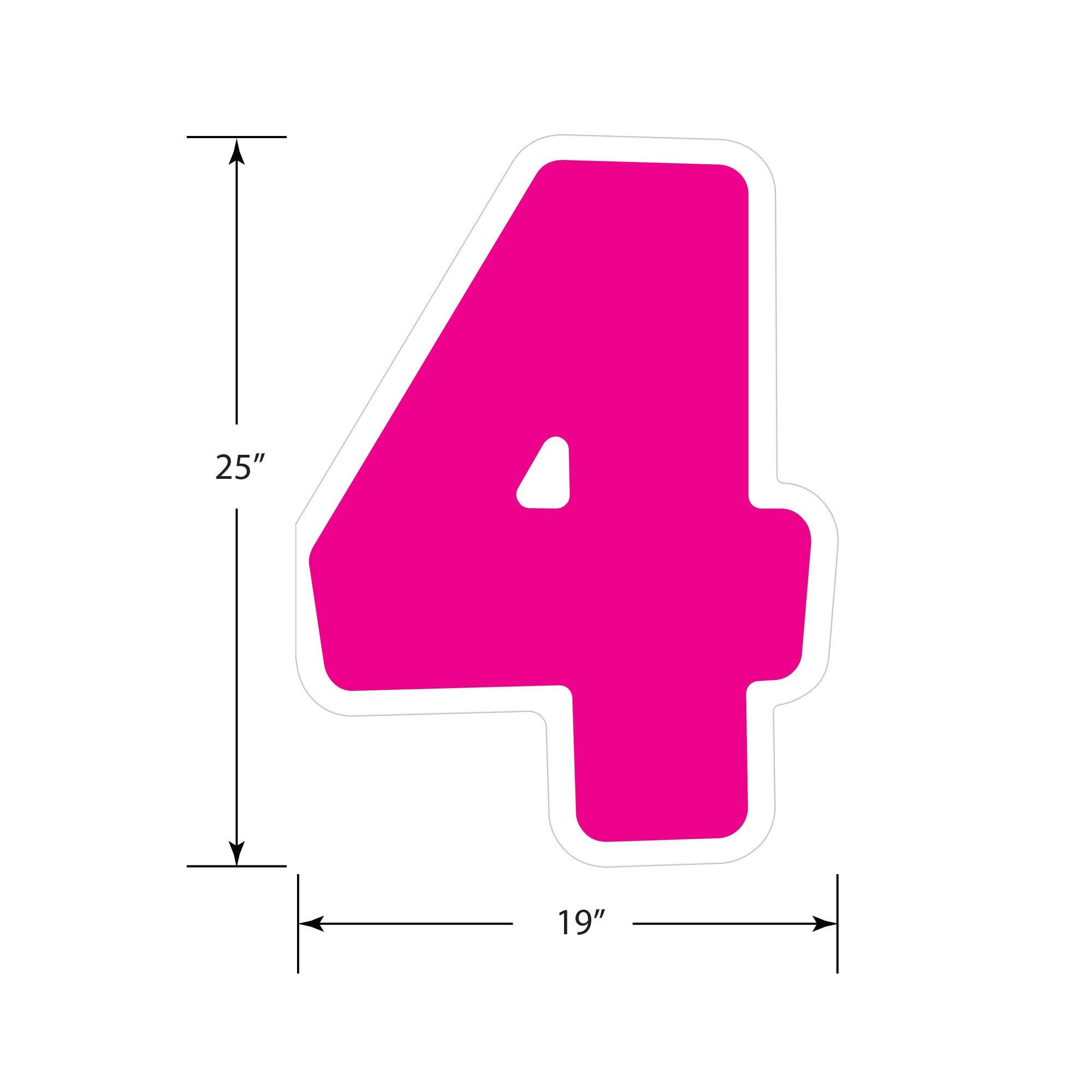 Pink Number (4) Corrugated Plastic Yard Sign, 24in